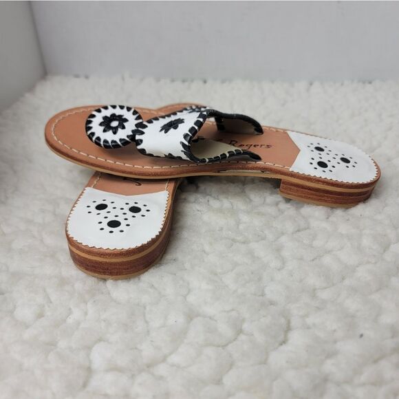 Jack Rogers Sandals Womens Size 7Bone Black Flats Palm Beach Navajo Jacks Casual - Picture 6 of 10